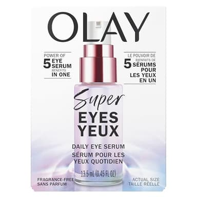Olay Super Eye Serum - Vitamin C, Caffeine, Niacinamide, Amino Peptide, Aloe Vera - Brightens Dark Circles, Anti-Wrinkle, Anti-Aging, Brightening, Smooths Fine Lines, Firming, Hydrating, 13 mL