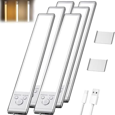 Punch-Free Smart Sensor Magnetic Rechargeable LED Lights, Self-Adhesive Wireless Intelligent Motion Human Body Induction Night Smart Light for Indoor Closet, Hallway, Kitchen (2Pcs)