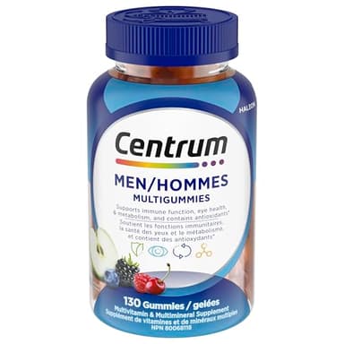 Centrum Men MultiGummies, Multivitamins/Minerals Gummies, Cherry, Berry, and Apple Flavours, 130 Count (Packaging May Vary)