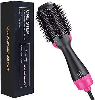 VASLON Hot Air Brush, One Step Hair Dryer & Volumizer Hair Dryer Brush 4-in-1 Professional Negative Ions Brush Blow Dryer Hair Curler Hair Straightenerir Brush Salon Hair Tool for All Hairstyle Reduce Hair Frizz and Static