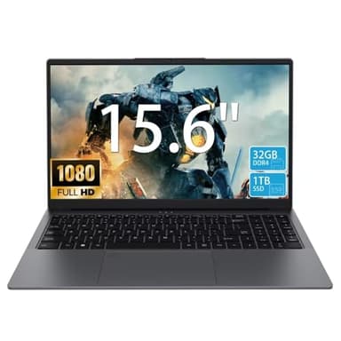 15.6“ FHD Gaming Laptop - Ryzen 7 5825U Processor (8C/16T, Up to 4.5GHz), 32GB RAM, 1TB NVMe SSD, Laptop Computer with Backlit Keyboard, Fingerprint Reader, Webcam Switch, Windows11 Pro - Grey