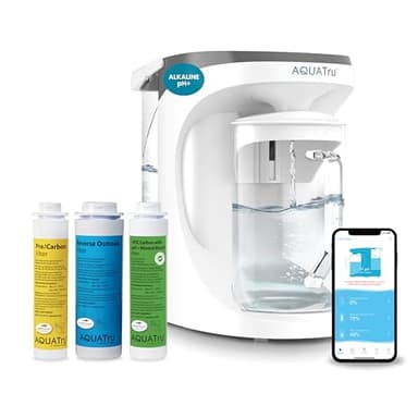 AquaTru Carafe Smart Alkaline | Countertop Water Purifier for PFAS and Other Contaminants with Exclusive 4-Stage Ultra Reverse Osmosis Technology (No Plumbing or Installation Required) | BPA Free