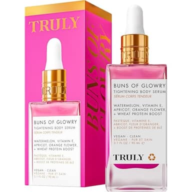 Truly Beauty Buns of Glowry Glow & Tighten Serum, Skin Tightening Serum, Cellulite Cream for Thighs and Buns Fast Absorbing. Butt Enhancement and Firming Lotion - 3.1 OZ