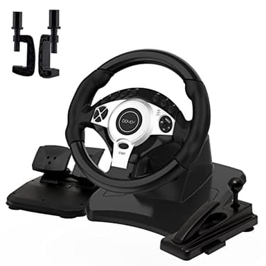NBCP Racing Wheel, PC Steering Wheel Floor Pedals 270/900°Car Sim Driving Dual-Motor Vibration Feedback with Shifters Gear for Xbox Series X|S, Xbox One, PC, PS4, PS3, Xbox 360, Switch