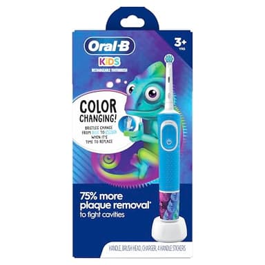 Oral -B Kid's Electric Rechargeable Toothbrush with Charger, Featuring Extra Soft Color Changing Bristles, for Ages 3+