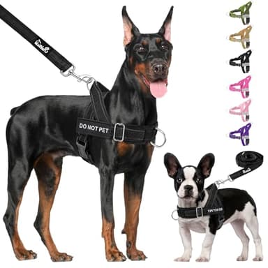 Lukovee No Pull Dog Harness & Leash Set - Heavy Duty Dog Vest Harness with Soft Padded for Medium Large Dogs, Adjustable Reflective Tactical Pet Harness for Easy Walk and Training (XL, Black)