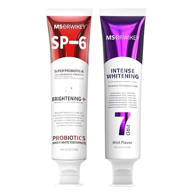 MSDRWIKEY SP-6 Whitening Toothpaste & Popping 7-Pro Deep Whitening Toothpaste Combo - 6 & 7 Probiotics for Teeth Whitening, Oral Health & Fresh Breath, Fluoride-Free, Enamel Safe