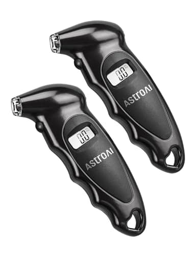 AstroAI Digital Tire Pressure Gauge with Replaceable AAA Batteries, 150 PSI 4 Settings Industrial Tire Gauge for Car Truck Bicycle Backlit LCD Non-Slip Grip Car Accessories(Black 2Pack)