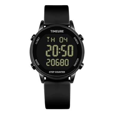 TIMEURE Pedometer Watch for Women, Step Counter for Walking No App/Phone Required Step Counter, Waterproof Fitness Calorie Tracker, Distance Tracking, Alarm, Large Digital Display, TU-2509 (All Black)