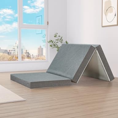 Foldable Mattress,4 Inch Tri-fold Foam Mattress with Breathable and Washable Cover,Skin-Friendly,Supporting and Pressure,4" Twin Size Foldable Mattress Topper(38"x75"x4")