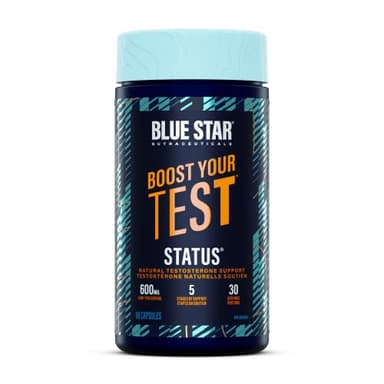 Blue Star Nutraceuticals Status - Natural Testosterone Support, Helps Increase Testosterone Levels & Muscle Strength, Clinically Researched Ingredients, 90 Veggie Caps, 30 Day Supply (NPN 80083809)