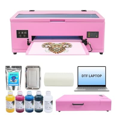 DTF Printer A3 F1390 with Oven, Direct to Film Apparel Transfer Printing Machine with White Ink Circulation System and Semi-Automatic Cleaning for DIY T Shirt (Printer+Laptop+Oven+Ink+Software)