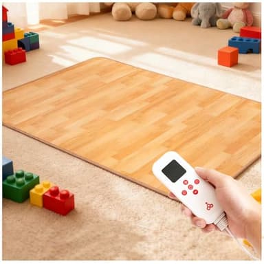 Heated Mats Floor Heated Rug Mat w/60 Heat Adjustable Temperature, 12 Hour Timer, Electric Heated Carpet, Heated Floor Pad for Yoga, Foot Warmers Under Desk,Natural Wood,20x24in