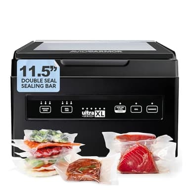 Avid Armor Chamber Vacuum Sealer Machine USVXL Ultra Series 11.5" Seal Bar for Liquid-Rich Wet Foods, Cooking Sous Vide, Infusions. LARGER Size Chamber Sealer Black Color Great for the Countertop