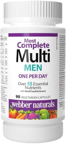 Webber Naturals Most Complete Multi For Men, One-Per-Day, Vitamins, Minerals & Real Food Extracts, 90 Capsules