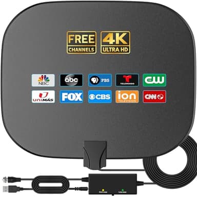 TV Antennas for Free Channels Canada， 2200+ Mile Long Range - 2026 Upgraded Digital TV Antenna Indoor with 360°Amplifier Signal Booster for 4K HDTV & Old TV-18FT Coax Cable