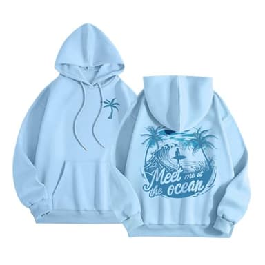 Palm Puff Hoodie for Women Teen Girls Oversized Preppy Sweatshirt Y2K Cute Graphic Long Sleeve Clothes with Pockets