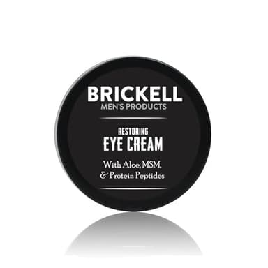 Brickell Men's Restoring Under Eye Cream for Men, Natural and Organic Anti Aging Eye Balm For Puffiness, Wrinkles, Dark Circles, Crows Feet and Under Eye Bags, 0.5 Ounce, Unscented