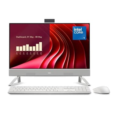 Dell 24 All-in-One Desktop ec24250-23.8-inch FHD Touch Display, Intel Core 5 Processor 120U, Intel Graphics, 16GB DDR5 RAM, 512GB SSD, Windows 11 Home, Onsite Service+6 Months Retail Migrate - White