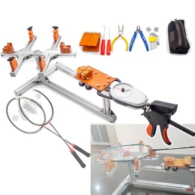 Aluminum Alloy Wire Stretcher - Stringing Tool,with Tension Gauge, Badminton Racket Stringing Machine - 6-Point Mounting System, Threading 20-32 Lbs, for Tennis, Badminton Rackets,A