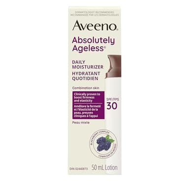 Aveeno Absolutely Ageless Daily Moisturizer SPF 30, Anti Aging, Face, Winkle Cream, Antioxidant Blackberry Complex; Vitamin C & E,Bottle, Pack of 1, 50 mL