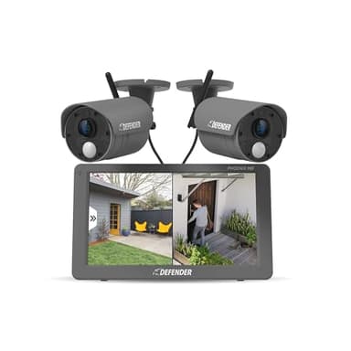 Defender PhoenixHD Wireless Security Camera System with 10.1” Touchscreen Monitor, 2 Outdoor 1080P HD Night Vision Cameras, Plug & Play Home Security System, Two Way Talk, No WiFi Required