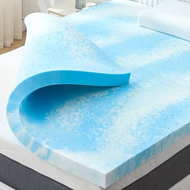 3 Inch Gel Memory Foam Mattress Topper Ventilated Soft Pressure Relieve Mattress Pad, Breathable Bed Topper, CertiPUR-US Certified, RV Queen Size