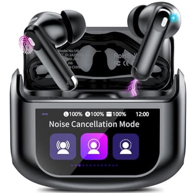 Wireless Earbuds, Bluetooth 5.4 Headphones with Multifunctional Touch Screen, 48H Bass Stereo Ear Buds with ANC/ENC Noise Cancelling/Transparency Mode, IPX7 Earphones with 5 EQ Modes for iOS Android