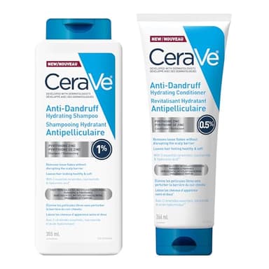 CeraVe Anti-Dandruff Hydrating Shampoo & Conditioner BUNDLE SET, Gently Cleanses Scalp & Hair While Reducing Flakes, Itchiness, & Irritation, Paraben-Free, Sulfate-Free, Suitable for All Hair Types.