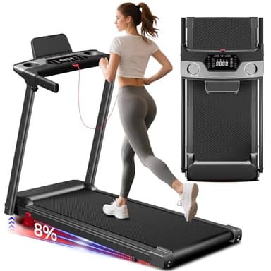 Treadmill with Incline 3-in-1 Portable Treadmills for Home Small, Incline Walking Pad Treadmill with Handle Bar, Walking Pad Foldable with 3.0HP Quiet Brushless, LED Dispay, 350LBS Capacity