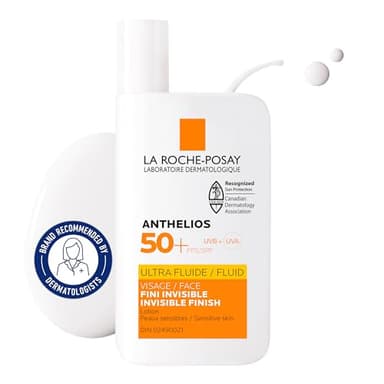 La Roche-Posay Anthelios Ultra-Fluid Face Sunscreen SPF 50, Broad Specturem UVA-UVB Sun Protection, Lightweight, Non-Comedogenic, Water Resistant, Fragrance Free, 50 ML