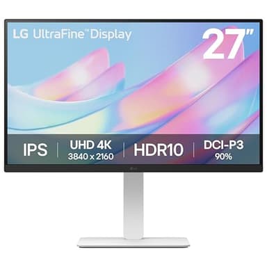 LG 27" 4K UHD Ultrafine™ Monitor (27US550-W), 3840 x 2160 IPS Display 5ms 60Hz HDR 10, Tilt/Height/Swivel/Pivot Adjustment DisplayPort, HDMI, White