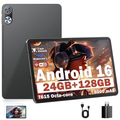 Android 16 Tablet 11.97 Inch, 24GB RAM 128GB ROM (Expandable 1TB), 2000×1200 IPS Full HD Display, 8000mAh Long Battery, 8MP+16MP Dual Camera, Widevine L1