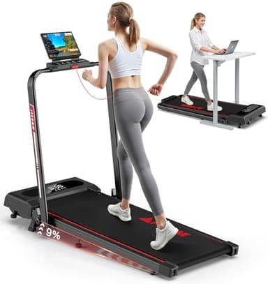 Treadmill, FOUSAE 5 in 1 Foldable 7.5 MPH Treadmill for Home with App Compatible, 12 Programes, Powerful 2.5 HP Portable Walking Pad with Manual Incline, Magnetic Remote Control Double Operation