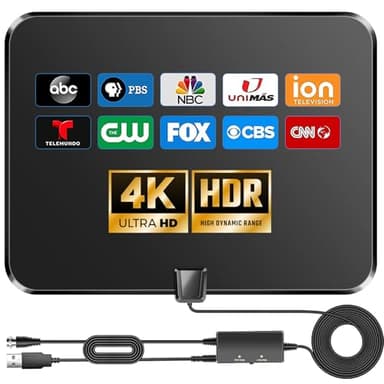 TV Antenna 2200+ Mile Long Range - 2026 Upgraded TV Antenna Indoor for Smart TV, 360° Reception Digital Antenna with Signal Booster for 4K 8K HDTV & Smart TV, 18FT Coax Cable