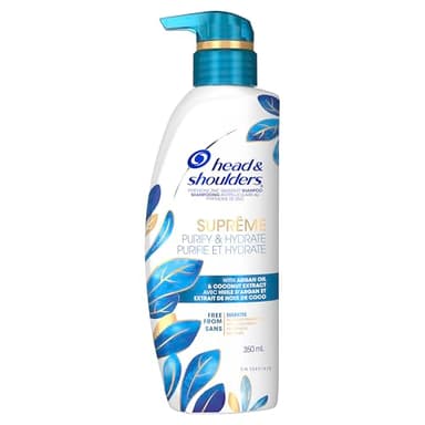Head & Shoulders Shampoo with Argan Oil & Coconut Extract, Anti-Dandruff Treatment, Supreme Purify & Hydrate, Safe For Color-Treated Hair, 350 mL