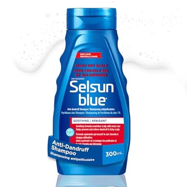 Selsun Blue Itchy Dry Scalp Anti-Dandruff Shampoo, Soothing Formula, Clinically Proven Pyrithione Zinc and 6 Added Moisturizers, Helps Relieve Itching and Flaking, Gentle Enough for Daily Use, 300mL