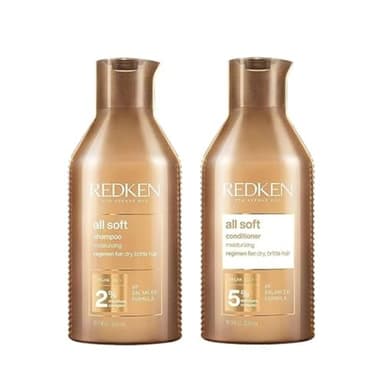 Redken All Soft Shampoo and Conditioner Set, For Dry/Brittle Hair, Hair Detangler, Provides Intense Softness and Shine, Enriched With Argan Oil