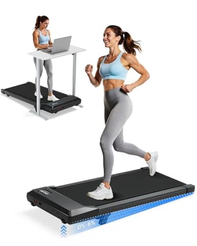 Superun Walking Pad,6% Manual Incline Walking Pad Treadmill,Under Desk Treadmill for Home Office, with App & Remote,2.5HP Quiet,LED Display,300 lbs Capacity