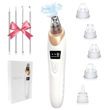 Blackhead Remover Vacuum - Professional Blackhead Extractor for Face with 3 Adjustable Suction Levels, USB Rechargeable Pore Cleaner, and 5 Interchangeable Probes (White)
