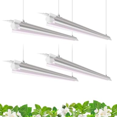 Barrina T8 LED Grow Light 4FT, 168W(4 x 42W), 1000W Equivalent, Full Spectrum, Grow Light Fixture, Grow Light Bulbs, for Indoor Plants, with Reflectors, 4-Pack