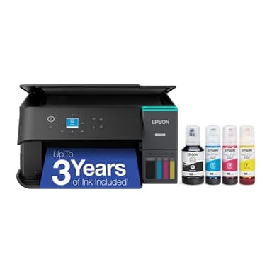 Epson EcoTank ET-2980 Wireless All-in-One Colour Supertank Printer with up to 3 Years of Ink, Refillable Tanks, Perfect for Home, 15 PPM, 1.44" Colour Screen, Auto 2-Sided Printing – Black (Renewed)