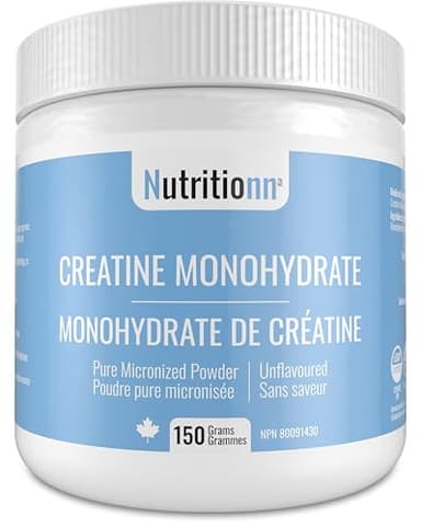 Creatine Monohydrate Powder 150 Grams - Made in Canada - Increases Muscle, Strength, Performance - Pure Unflavoured Micronized Supplement for Men and Women - Third-Party Tested - Nutritionn
