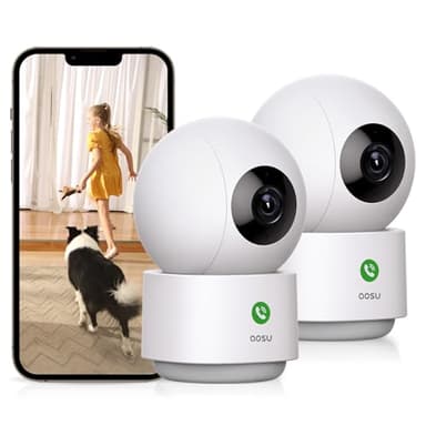 2K Security Camera Indoor, 3MP Baby Monitor Pet Dog Camera, One-Touch Call, Support 5G & 2.4G WiFi, 360° Pan-Tilt Motion Tracking, Home Surveillance Camera, Night Vision, Compatible with Alexa