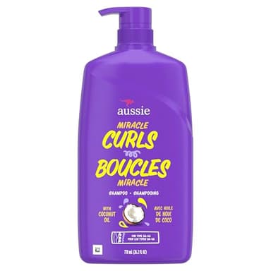 Aussie Miracle Curls Shampoo for Curly Hair with Coconut Oil, Paraben Free, 778 mL