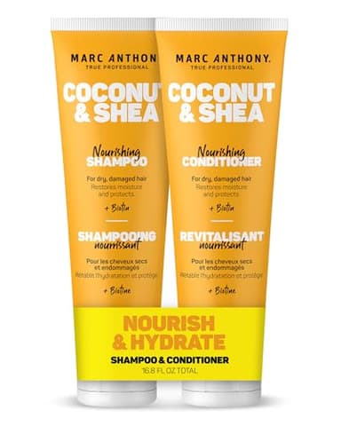 Marc Anthony Coconut Oil & Shea Butter Shampoo & Conditioner – Biotin & Keratin - Sulfate Free, Color Safe, Anti Frizz Hair Shampoo & Conditioner Gift Set for Dry Damaged Hair