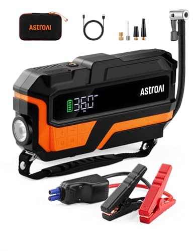 AstroAI Jump Starter with Air Compressor, M10 3000A Portable Booster Pack with 150PSI Tire Inflator(10L Gas/8L Diesel), 6-in-1 Battery Booster with10 Protections, for 12V Cars, Motorcycles, SUV