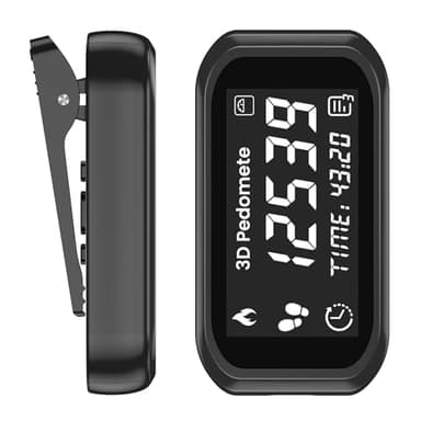 3D Pedometer Step Counter for Walking, Running & Fitness - Accurate Step & Calorie Tracker with LCD Display, Waist Clip & Armband, Rechargeable Battery - Track Daily Activity & Health Data