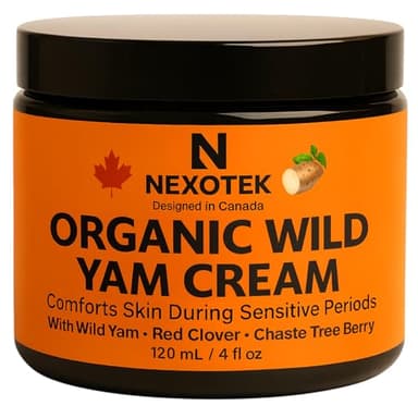 NexoTek Wild Yam Cream for Women – Nourishing Botanical Cosmetic Moisturizer for Dry Sensitive Skin, Hydrating Plant-Based Body Cream for Daily Comfort – Designed in Canada, 120 mL / 4 fl oz