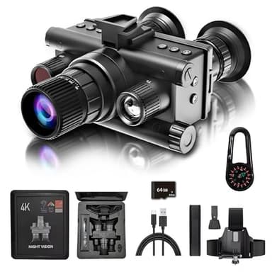 4K Digital Infrared Head Mounted Night Vision Goggles for Adults, Goggles Military Tactical Night Vision Binoculars with 32G Memory Card